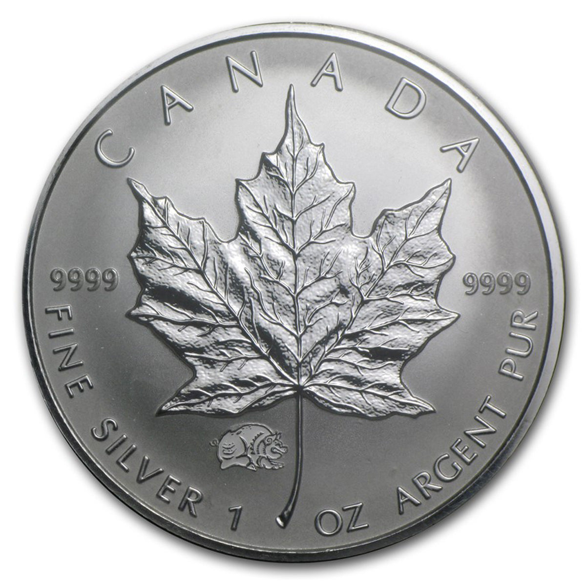 2007 Canada $5 Pig Privy 1oz .9999 Silver Maple Leaf (TAX Exempt) Lightly Toned