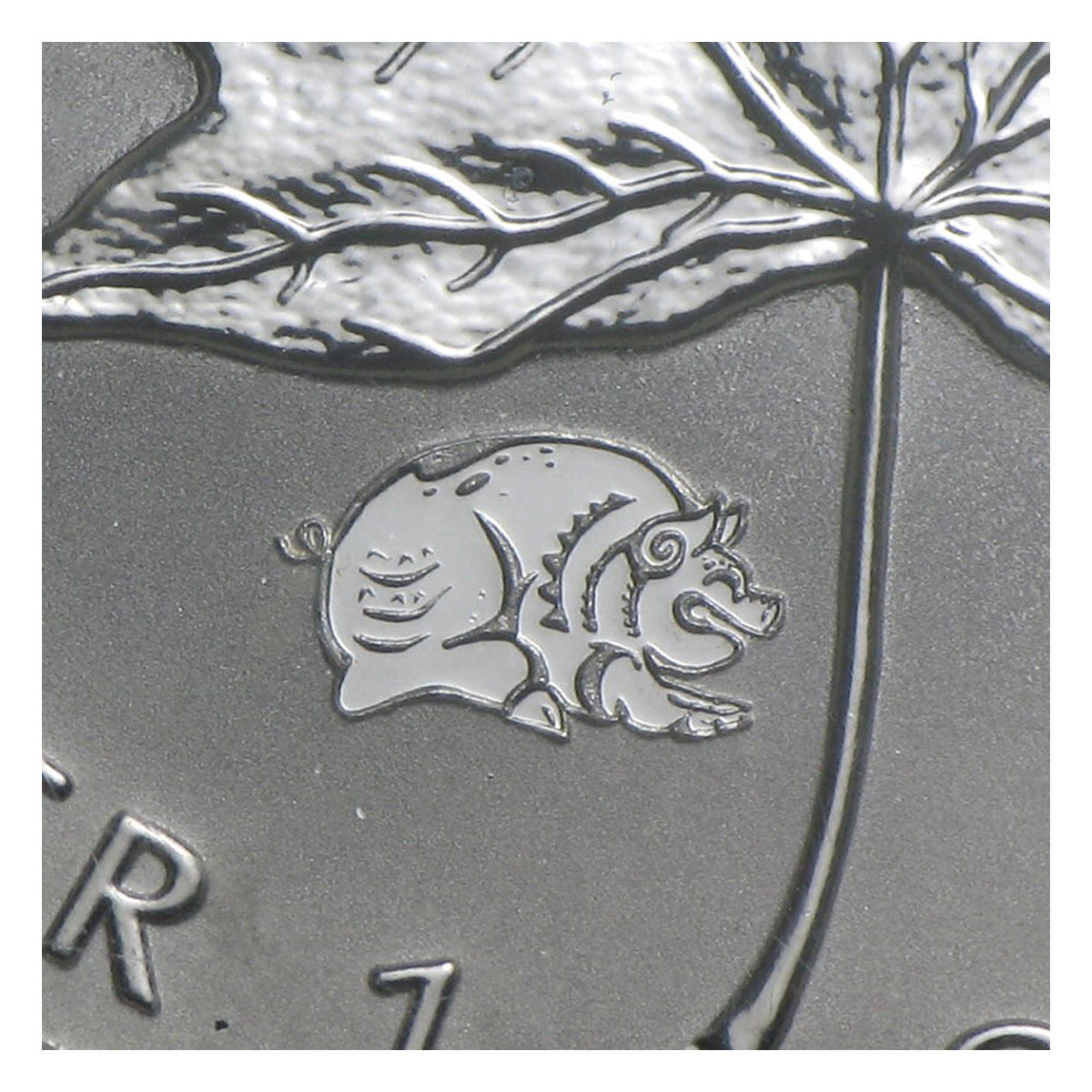 2007 Canada $5 Pig Privy 1oz .9999 Silver Maple Leaf (TAX Exempt) Lightly Toned