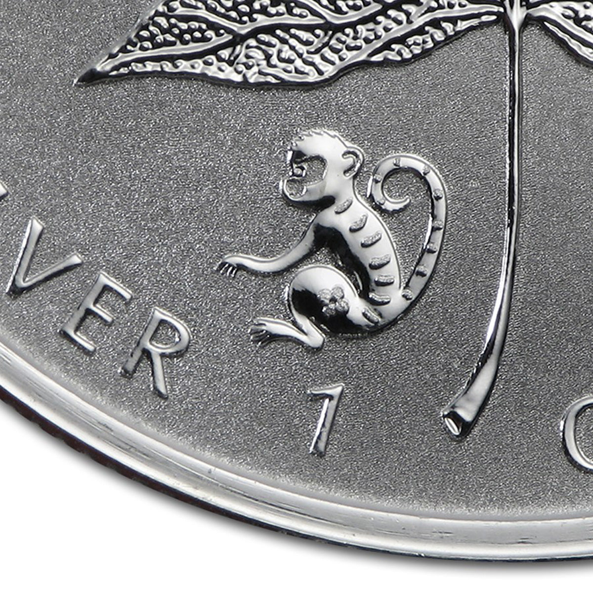 2016 Canada $5 Monkey Privy 1oz Silver Maple Leaf (No Tax) Scr/Light Toning