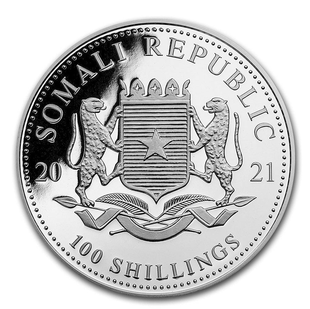 2021 Somali Republic Elephant 1oz Silver (No Tax) May have light toning.