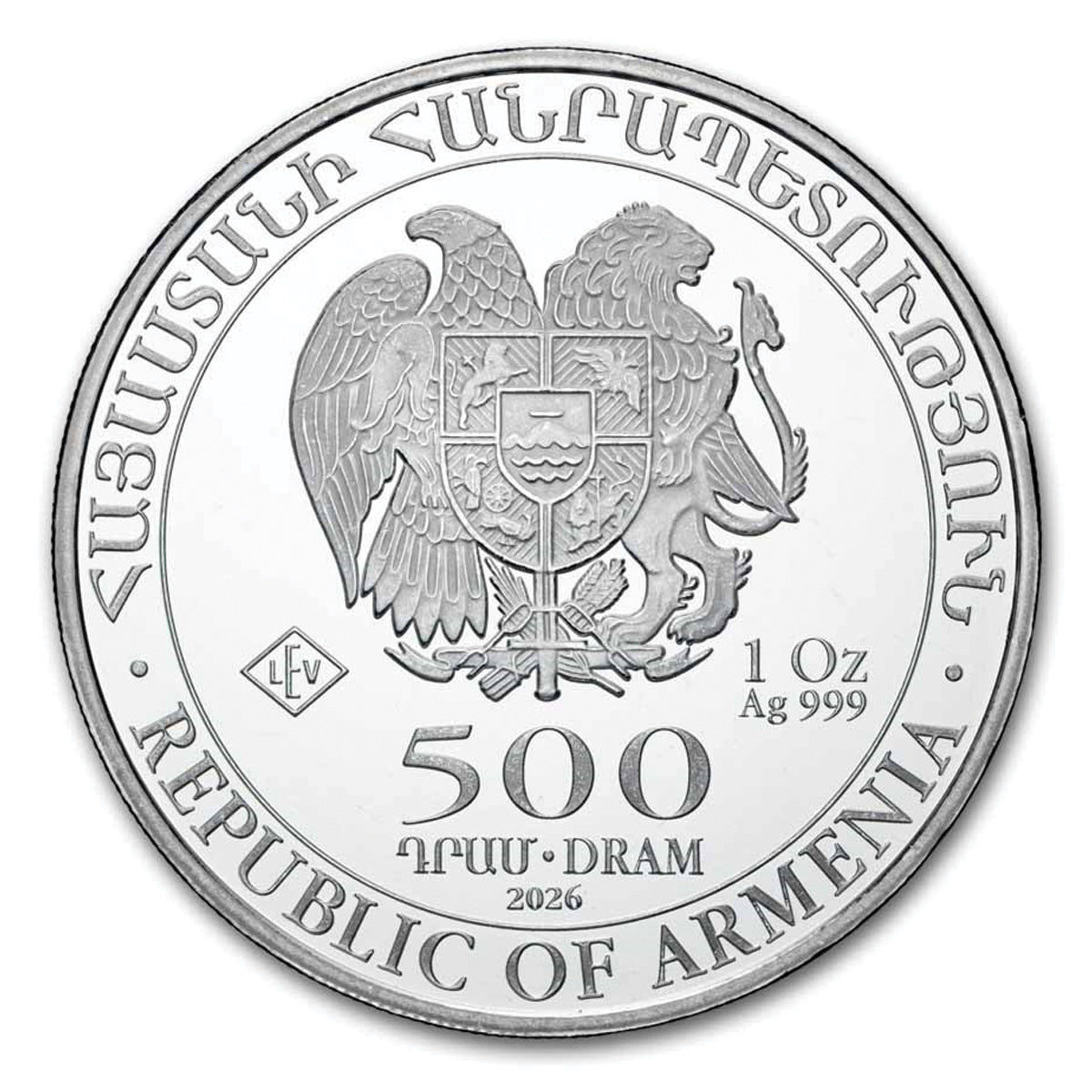 2026 Armenia 500 Drams Noah's Ark 1oz .999 Silver (No Tax)