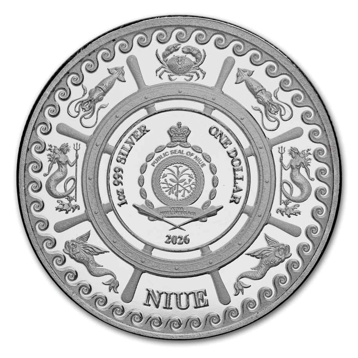 2026 Niue $2 Mythical Creatures: The Kraken 1oz. .999 Silver Coin (No Tax)