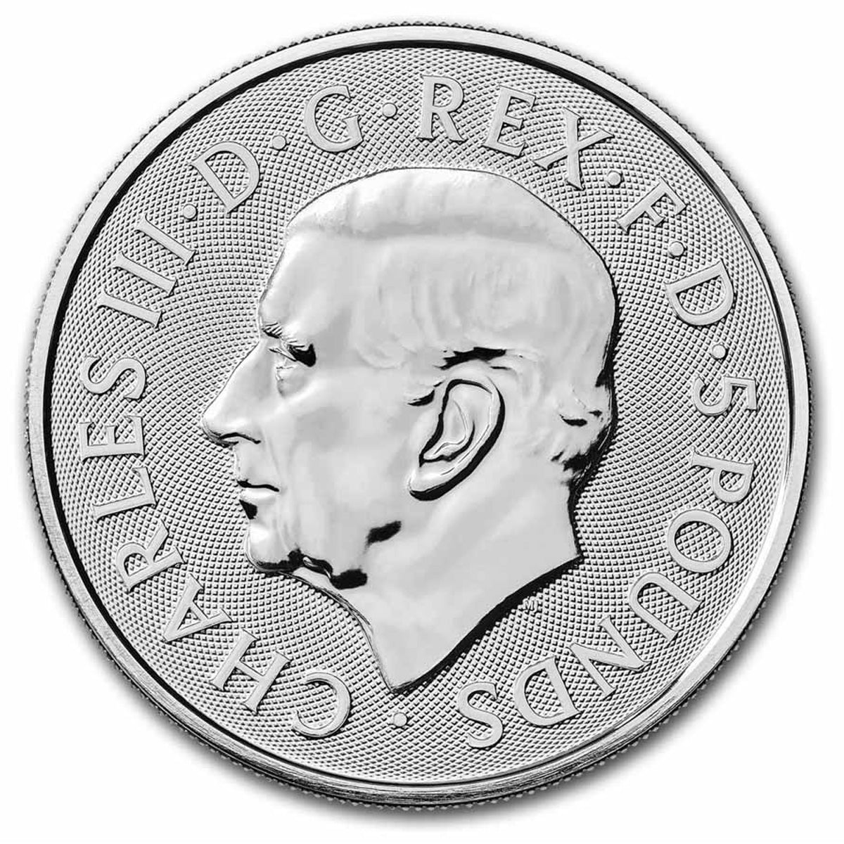 2025 GB £5 Royal Tudor Beasts: Greyhound 2oz Silver (No Tax) May have Light Toning