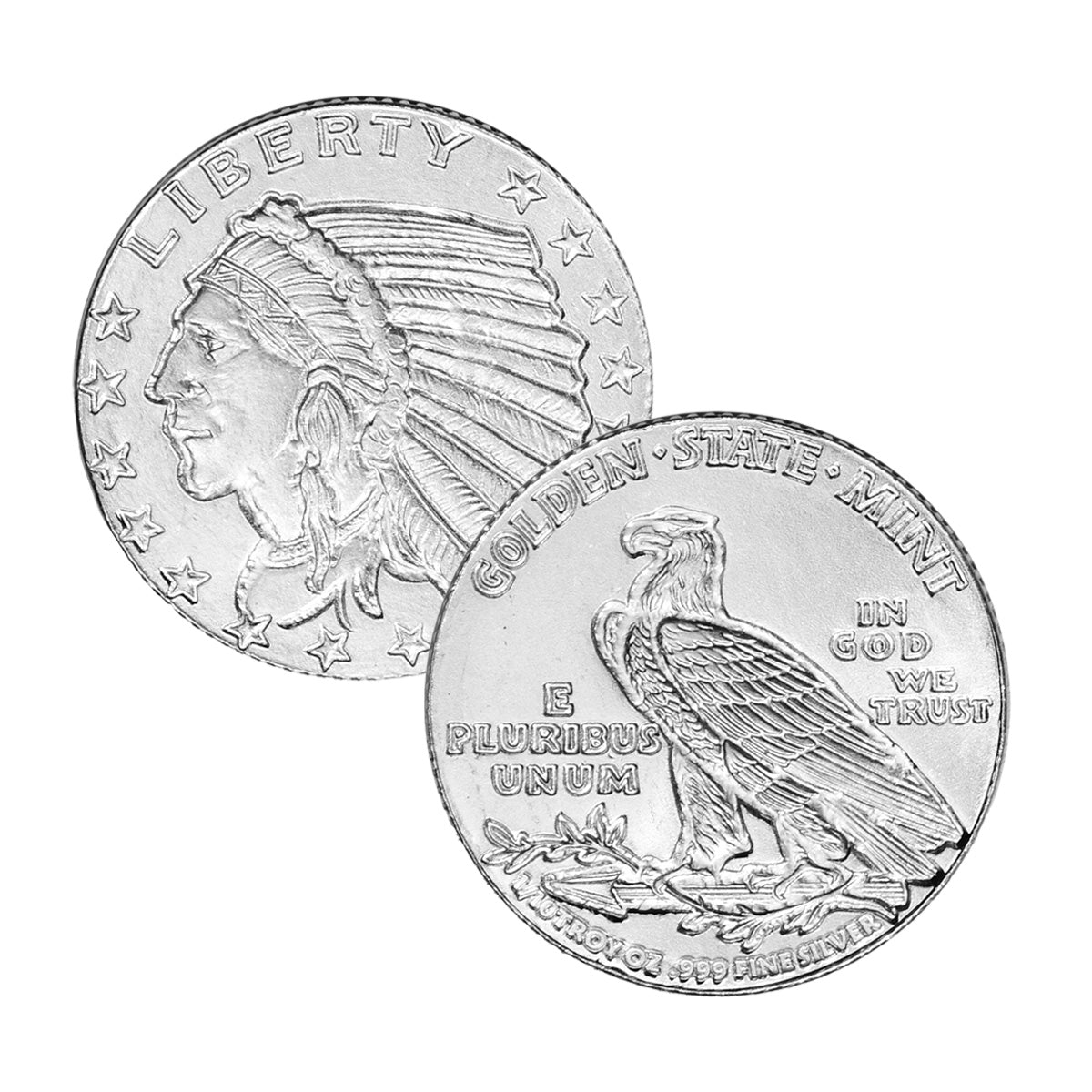 Incuse Indian 1/10oz .999 Silver Round - Various Mints (No Tax)