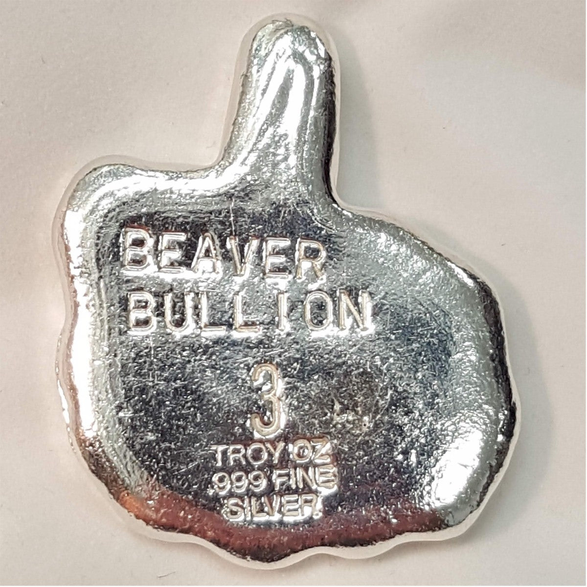 Beaver Bullion Middle Finger 3oz. Fine Silver (No Tax) Minor Rubbing
