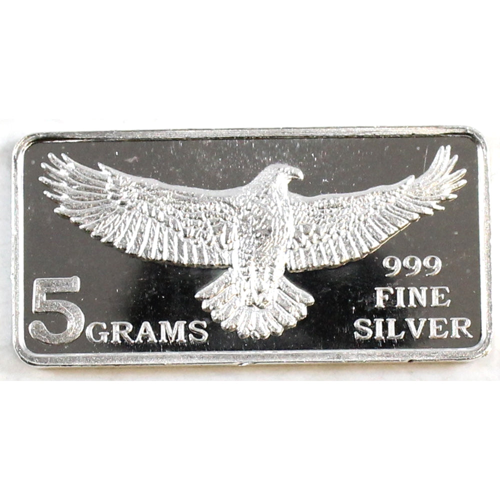 Monarch Eagle 5 gram .999 Fine Silver Bar (No Tax) - Lightly toned
