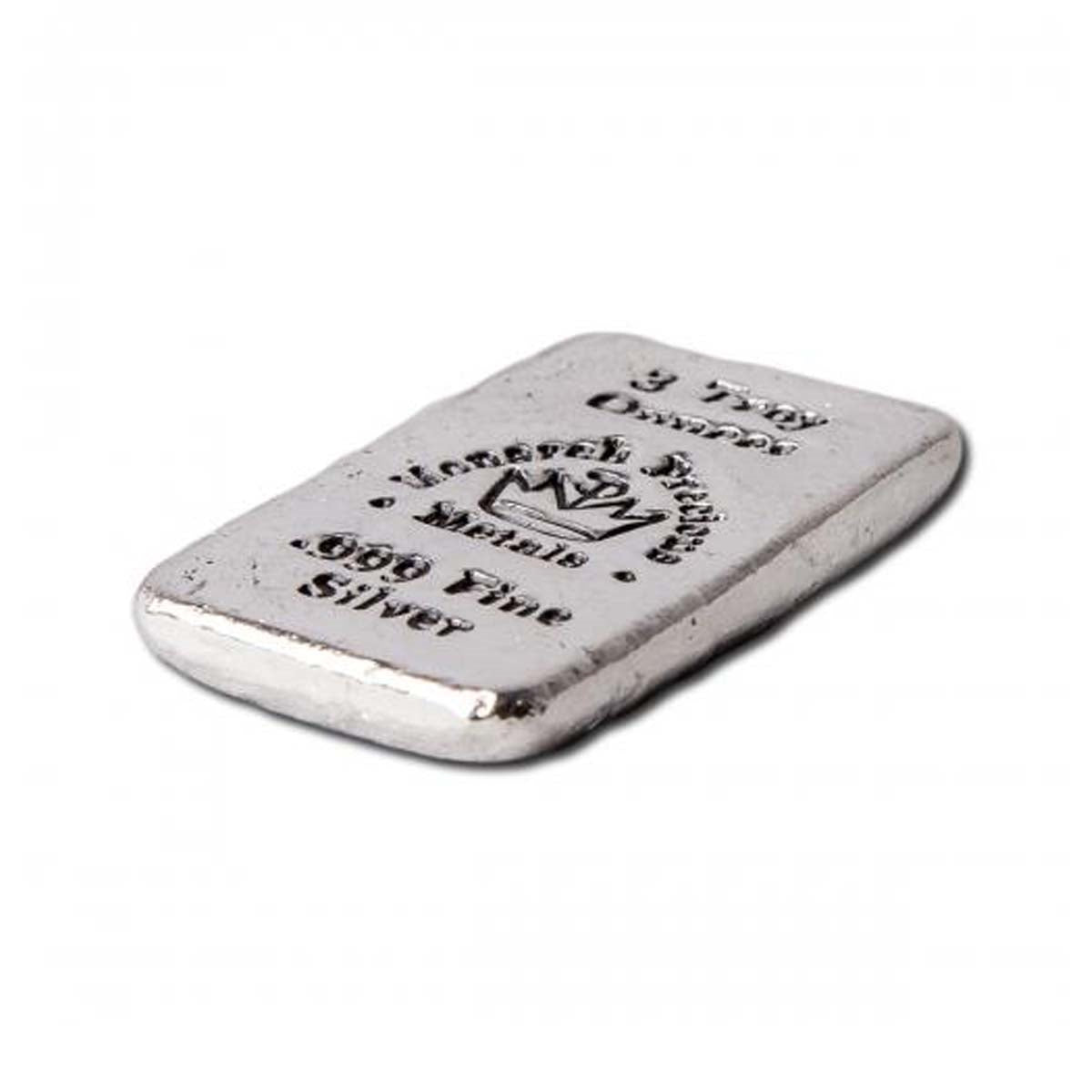 Monarch Hand Poured 3oz. .999 Fine Silver Bar (No Tax) May have light toning.