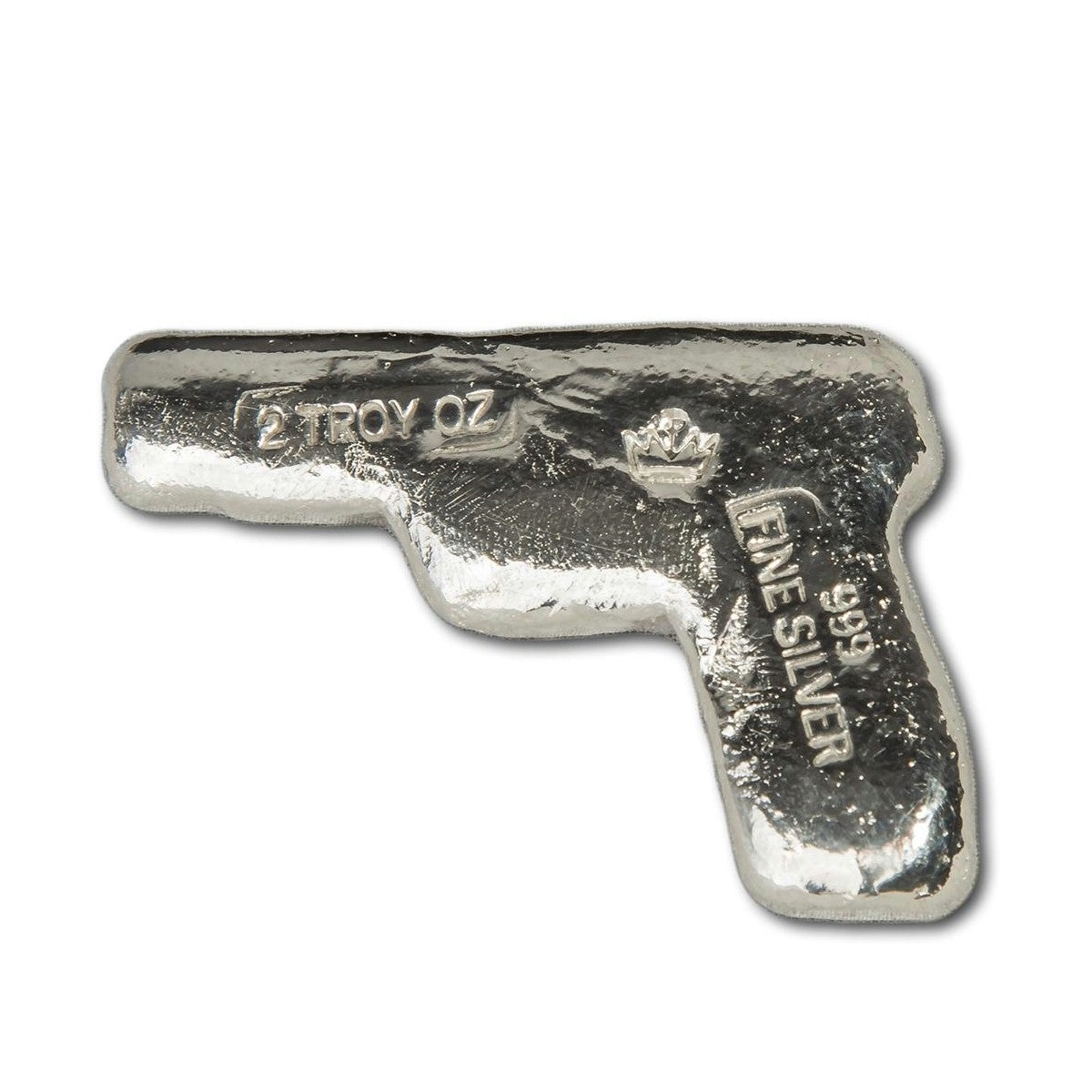 Monarch 3D Poured Pistol Handgun 2oz. Fine Silver (No Tax) Light Toning
