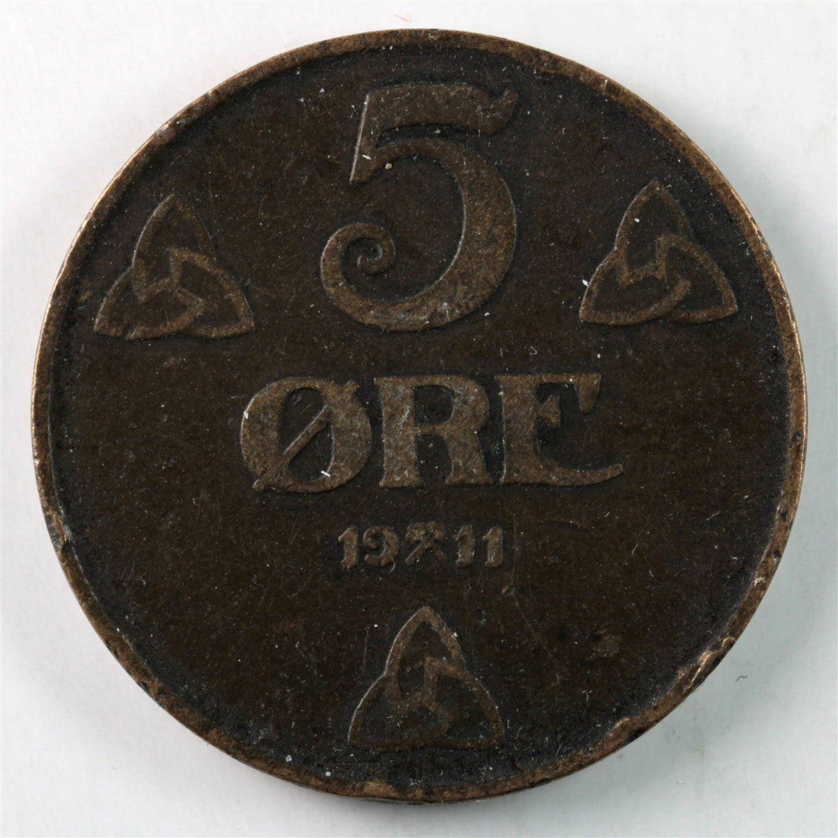 Norway 1911 5 Ore Extra Fine (EF40) $