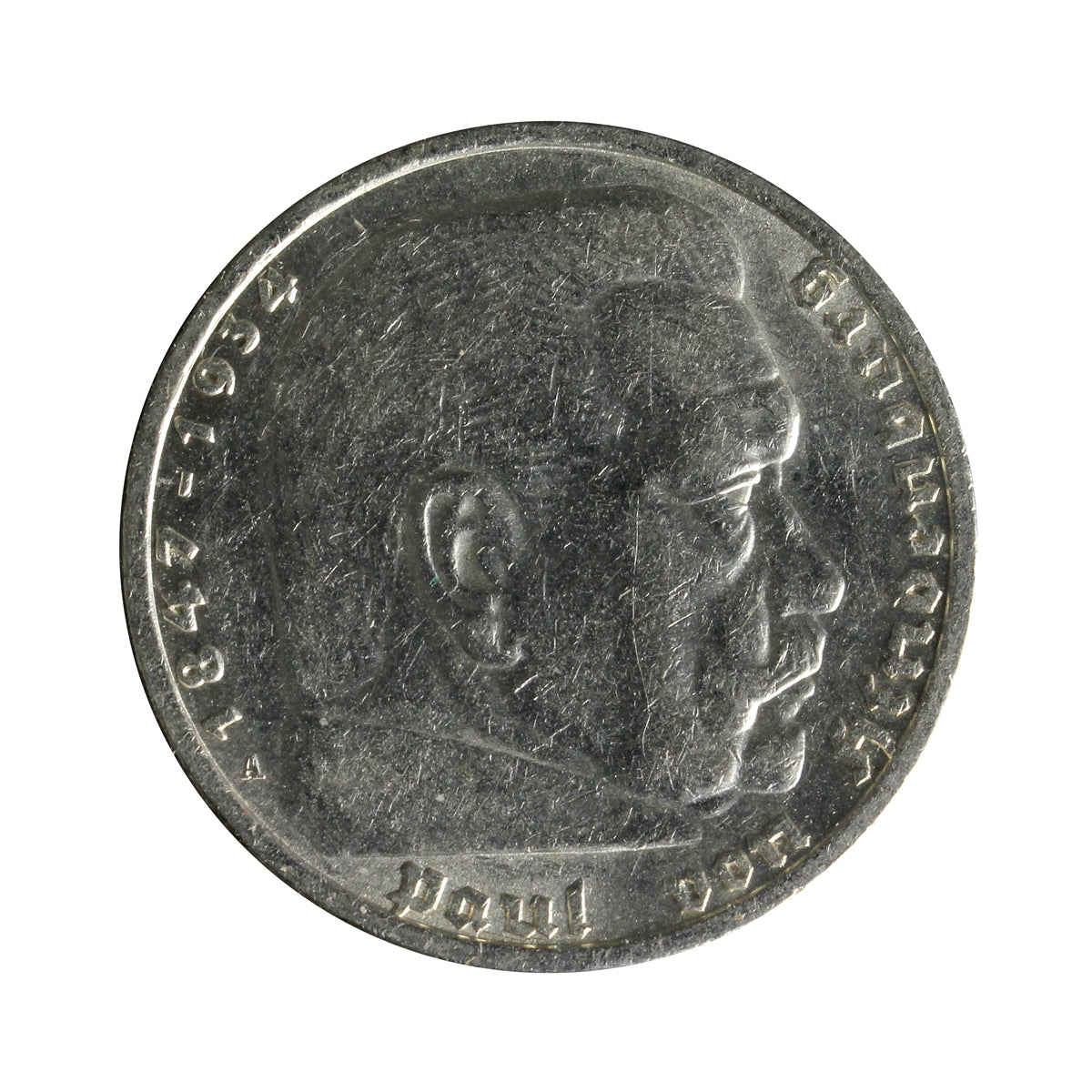 German Third Reich 1935A Hindenburg 5 Marks Extra Fine (EF40)