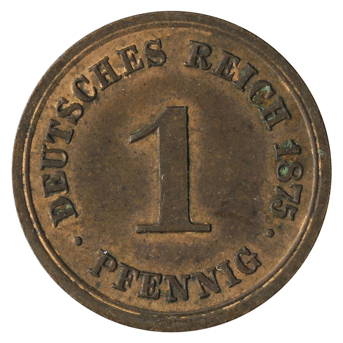 German Empire 1875D Pfennig Almost Uncirculated (AU50) $