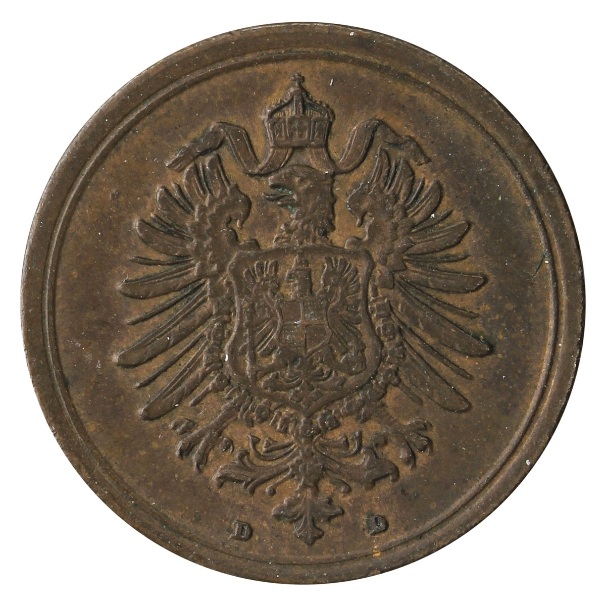 German Empire 1875D Pfennig Almost Uncirculated (AU50) $