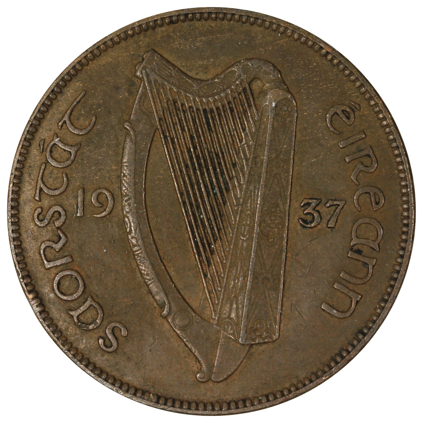 Ireland 1937 Penny Almost Uncirculated (AU50)