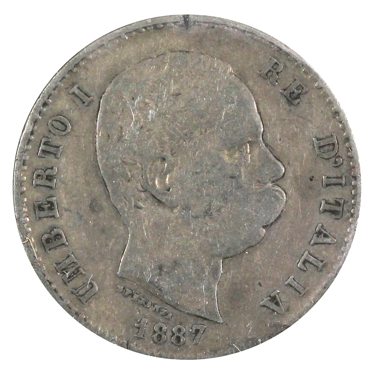 Italy 1887M Lira VF-EF (VF30)