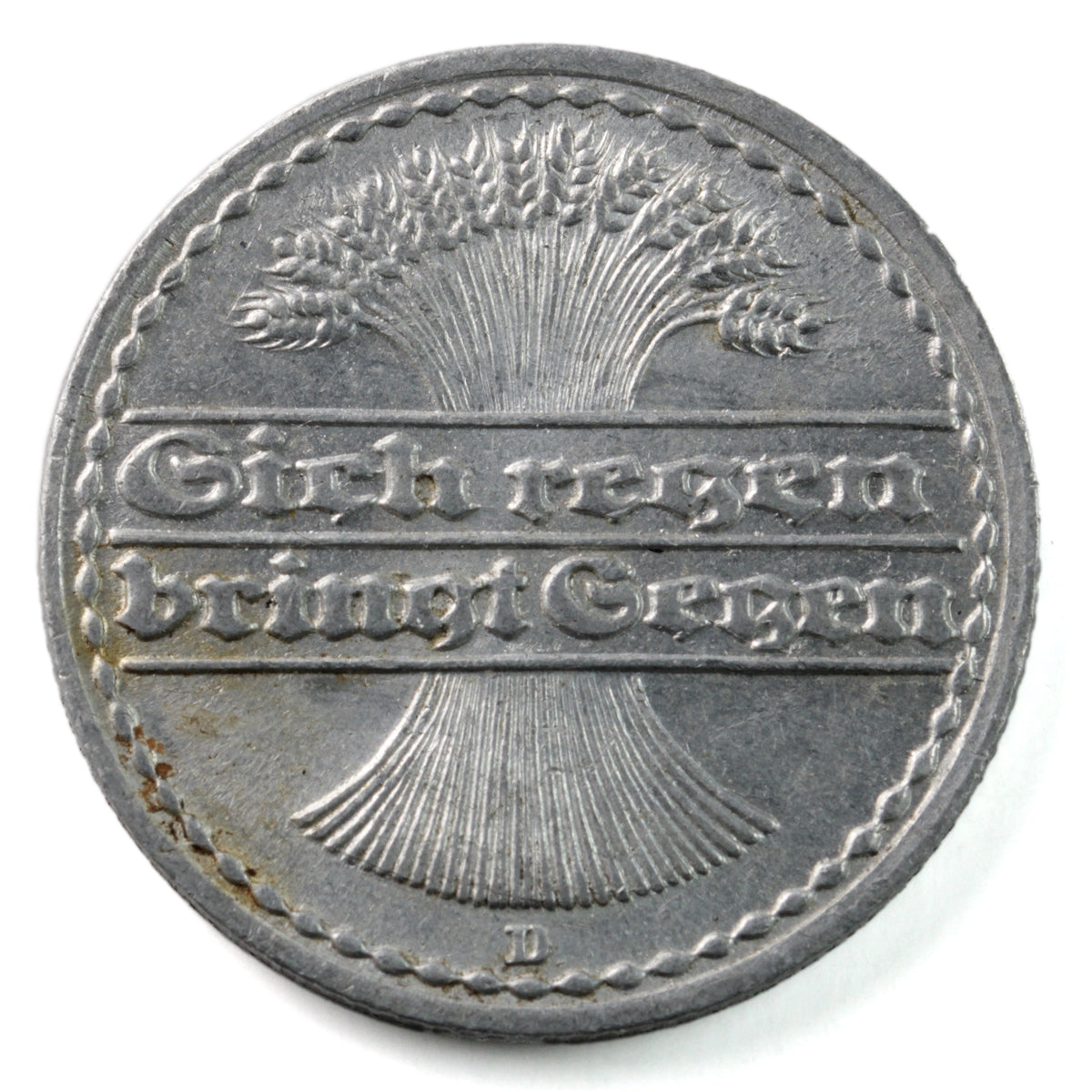 German Weimar Republic 1919D 50 Pfennig Almost Uncirculated (AU-50) $