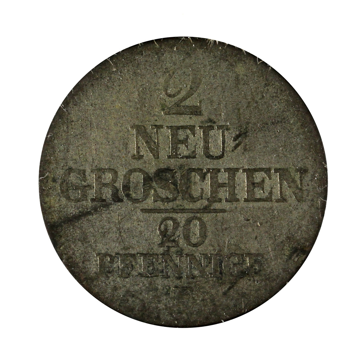 German States 1850F Saxony 2 Groschen VF-EF (VF30)