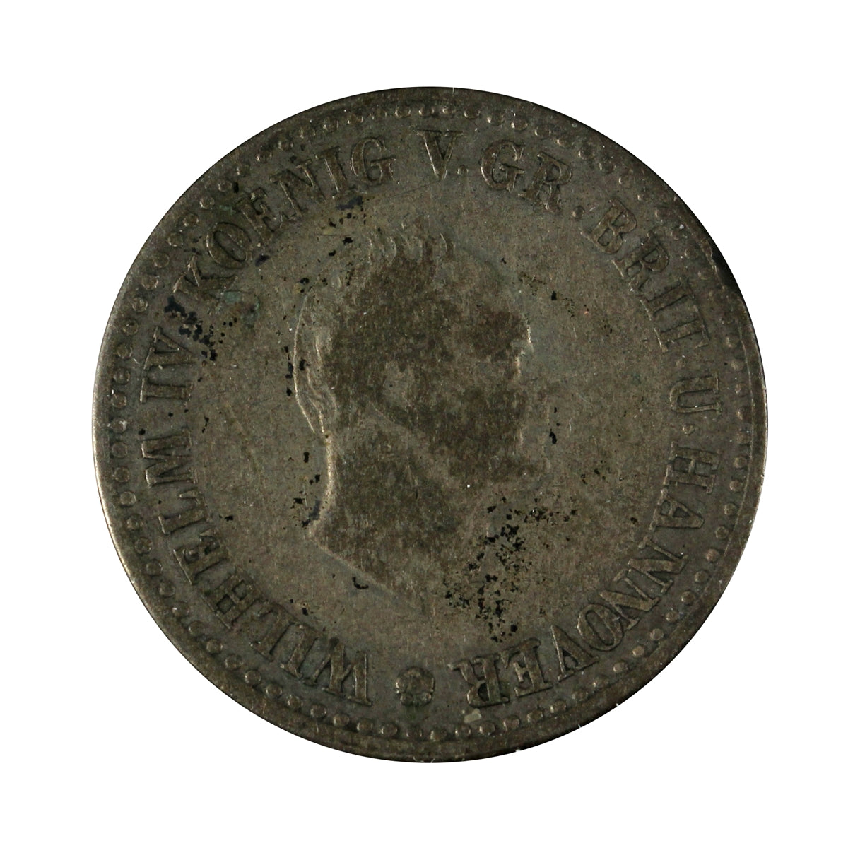 German States 1834 Hannover 1/6 Thaler Very Fine (VF20)