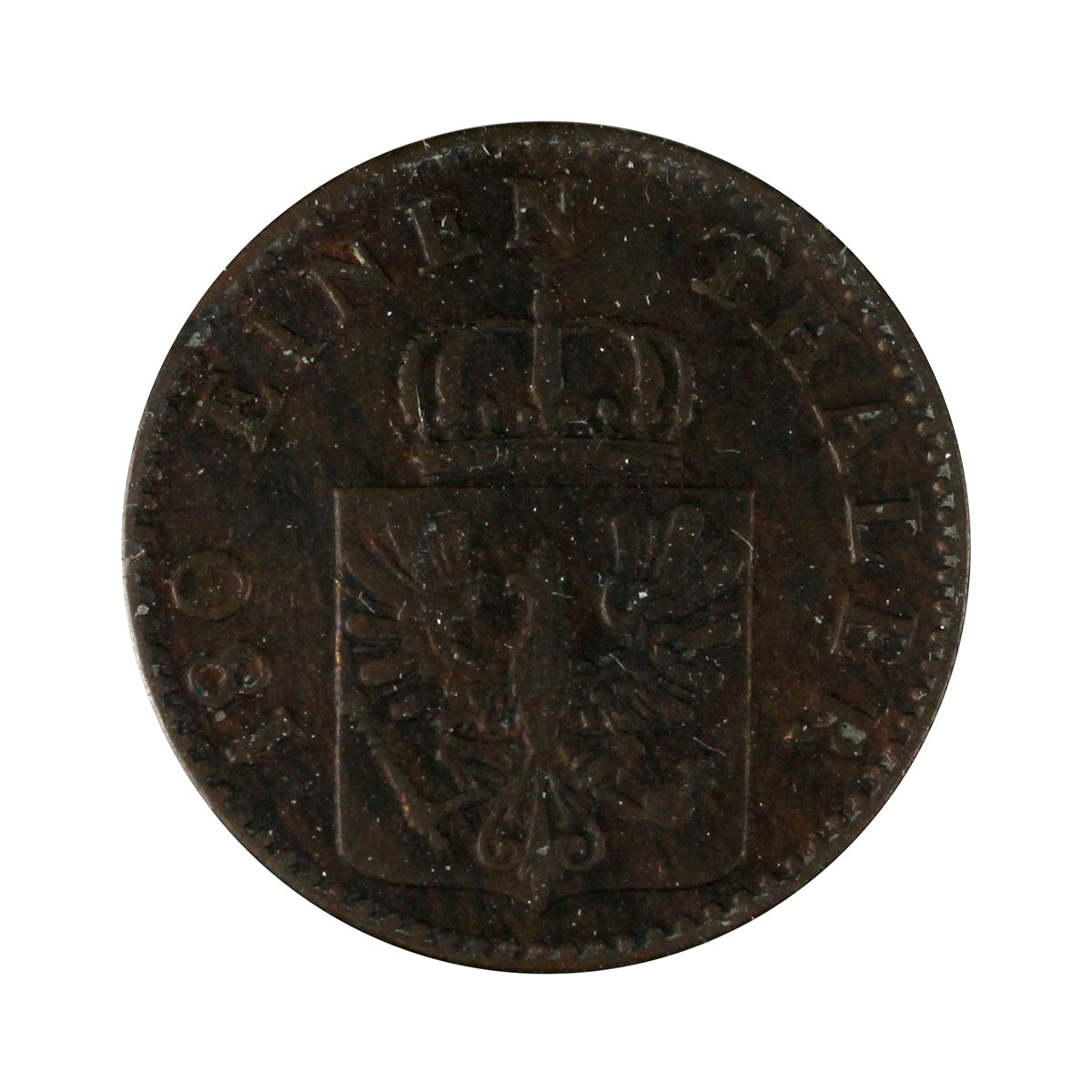 German States 1865A Prussia 2 Pfennig Almost Uncirculated (AU50)