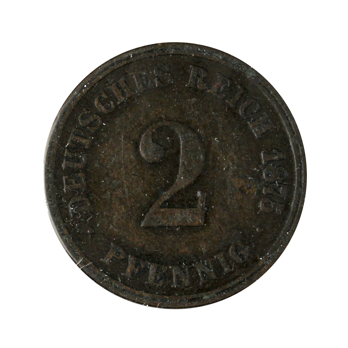 German Empire 1875J 2 Pfennig Extra Fine (EF40)