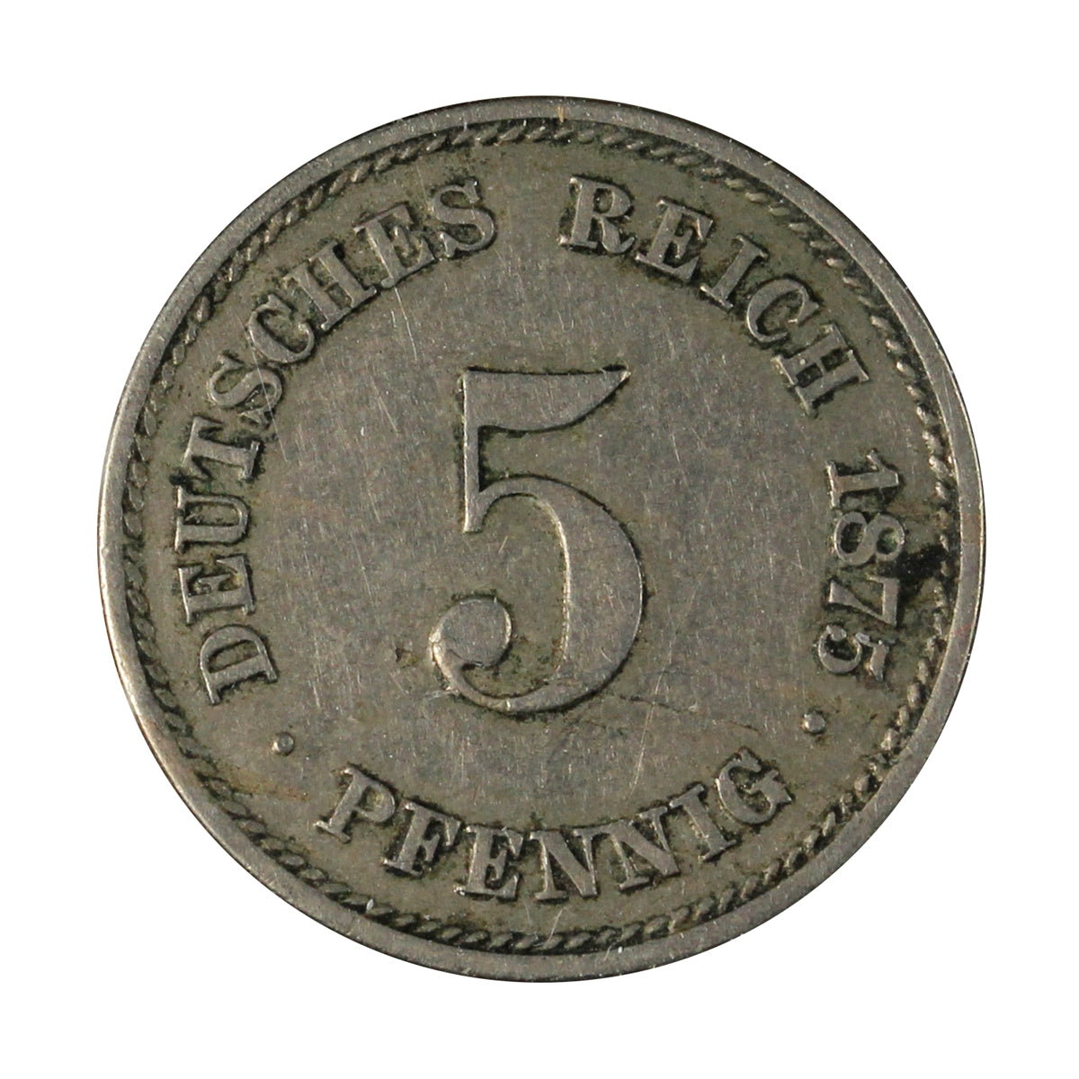 German Empire 1875A 5 Pfennig Extra Fine (EF40)
