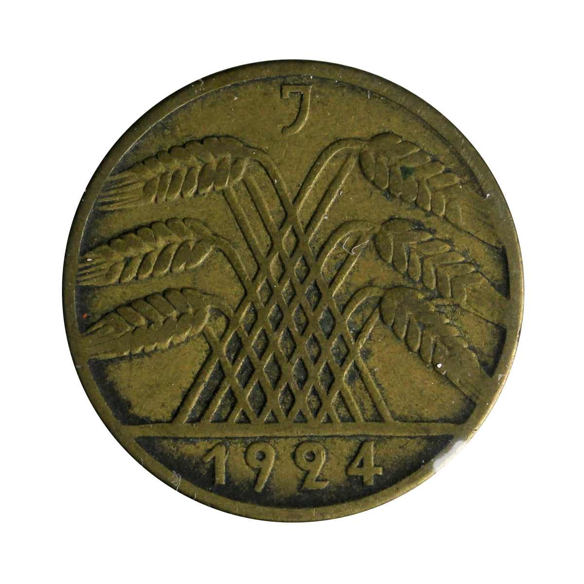 German Weimar Republic 1924J 10 Pfennig Extra Fine (EF40)