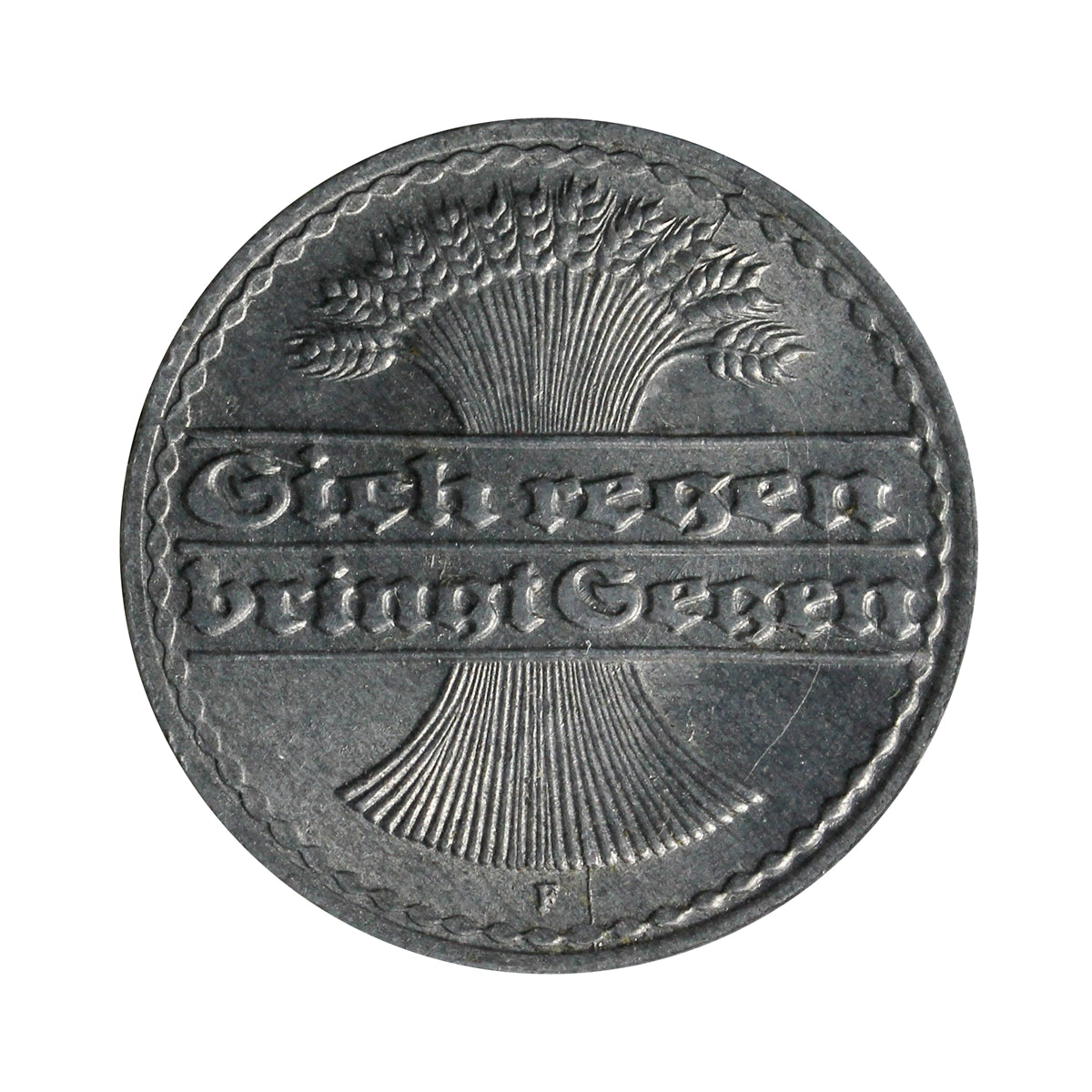 German Weimar Republic 1921F 50 Pfennig Almost Uncirculated (AU50)