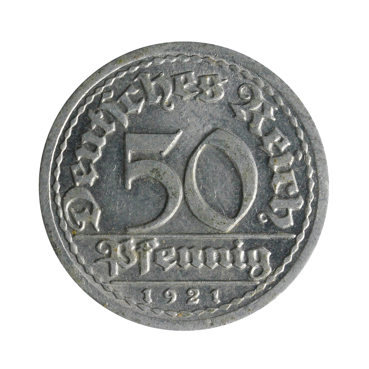 German Weimar Republic 1921G 50 Pfennig Uncirculated (MS-60)