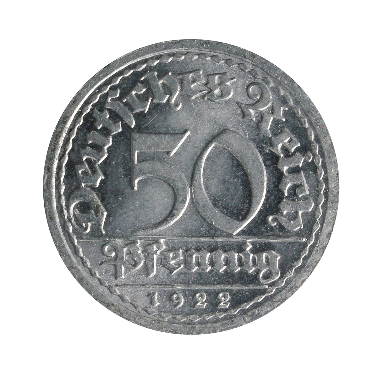 German Weimar Republic 1922A 50 Pfennig Uncirculated (MS-60)