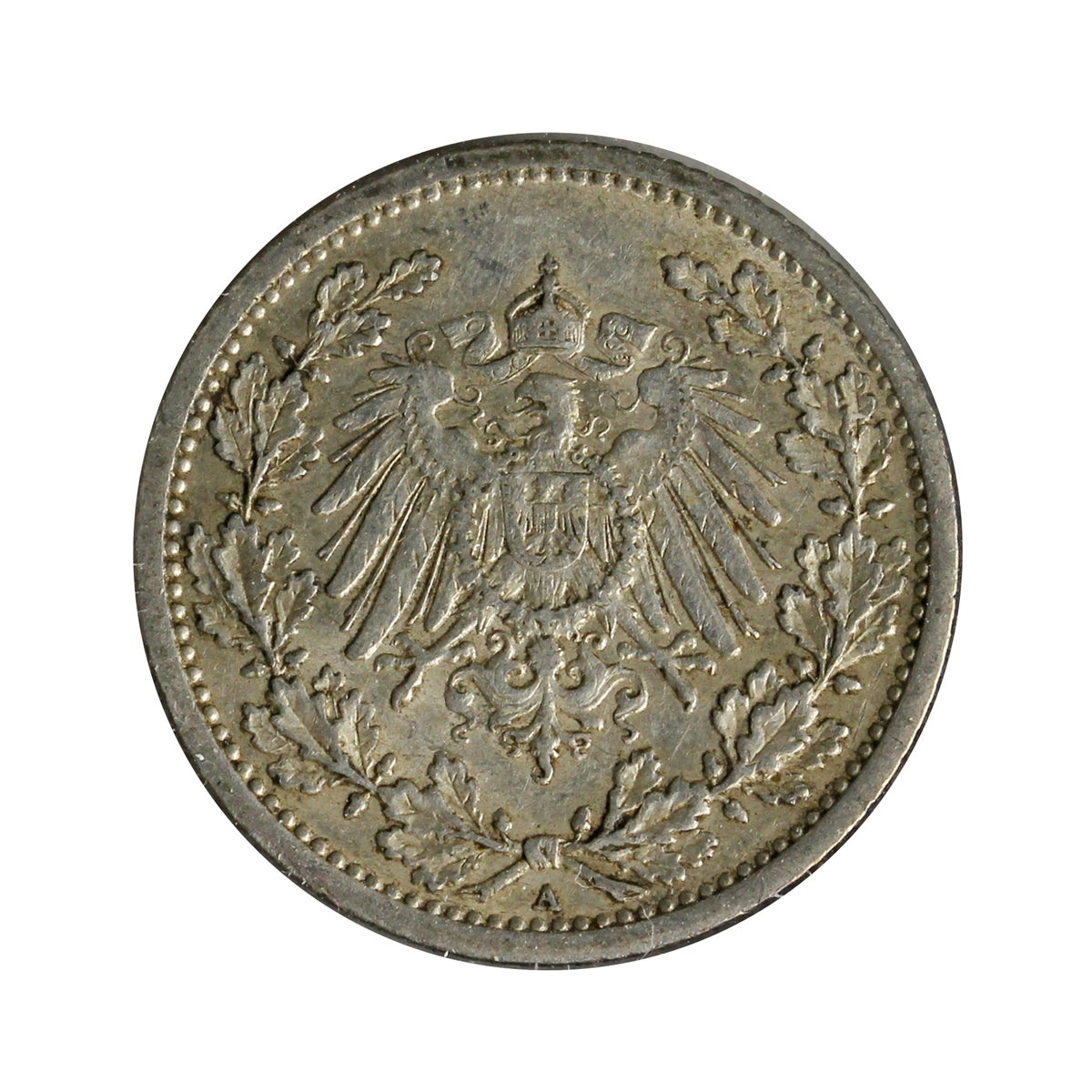 German Empire 1908A 1/2 Mark Extra Fine (EF40)