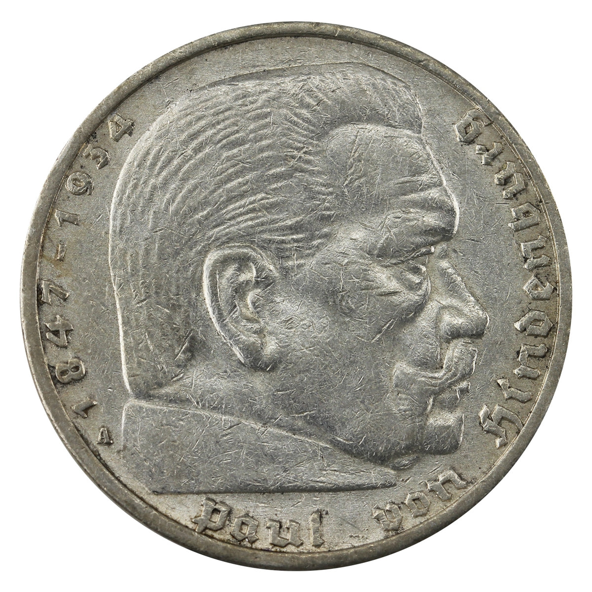 German Third Reich 1936A Swastika 5 Marks Extra Fine (EF40)