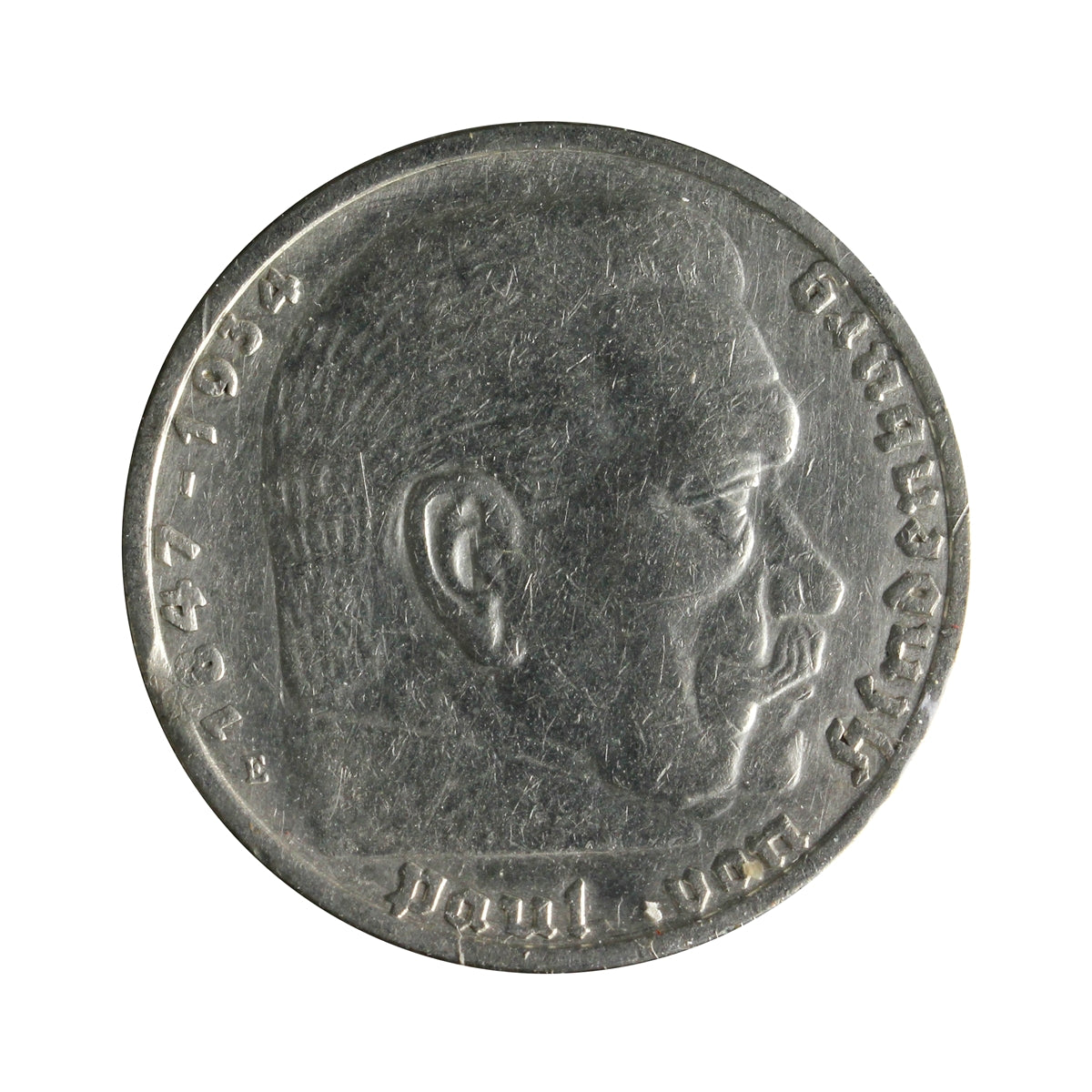 German Third Reich 1936E Hindenburg 5 Marks Extra Fine (EF40)