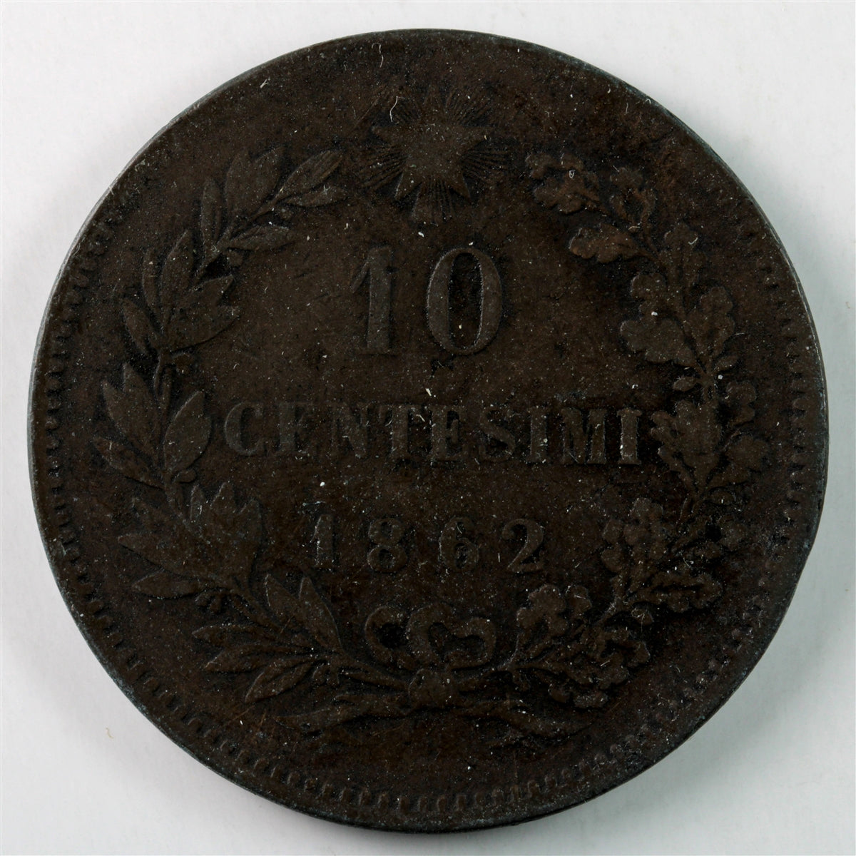 Italy 1862 10 Centesimi VF-EF (VF-30) $