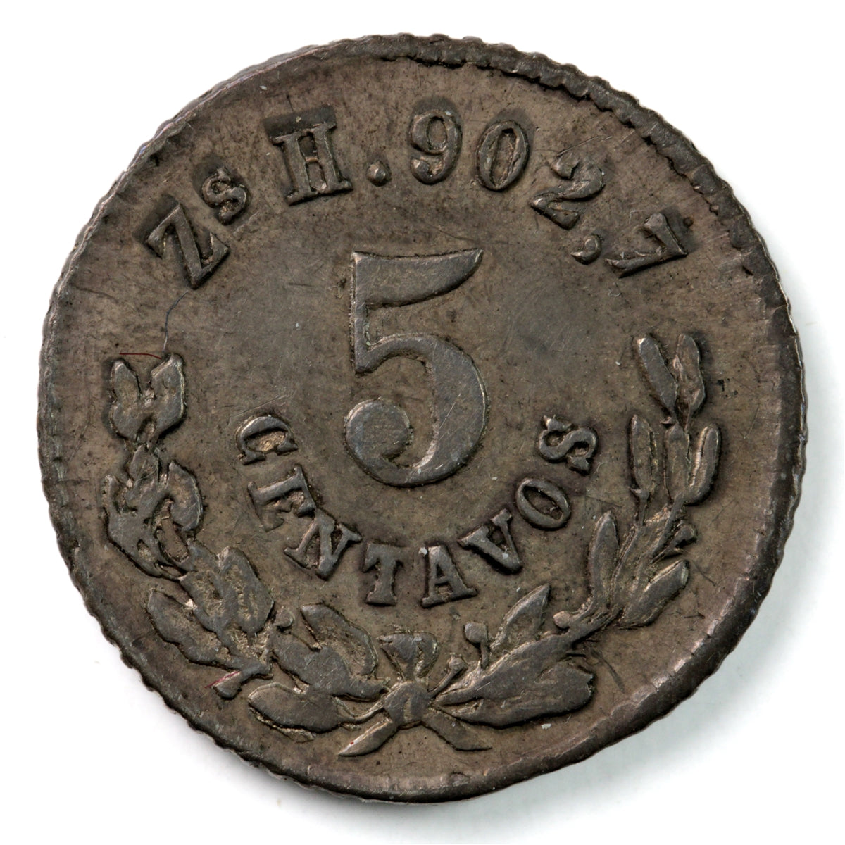 Mexico 1872 ZSH 5 Centavos EF-AU (EF45) $