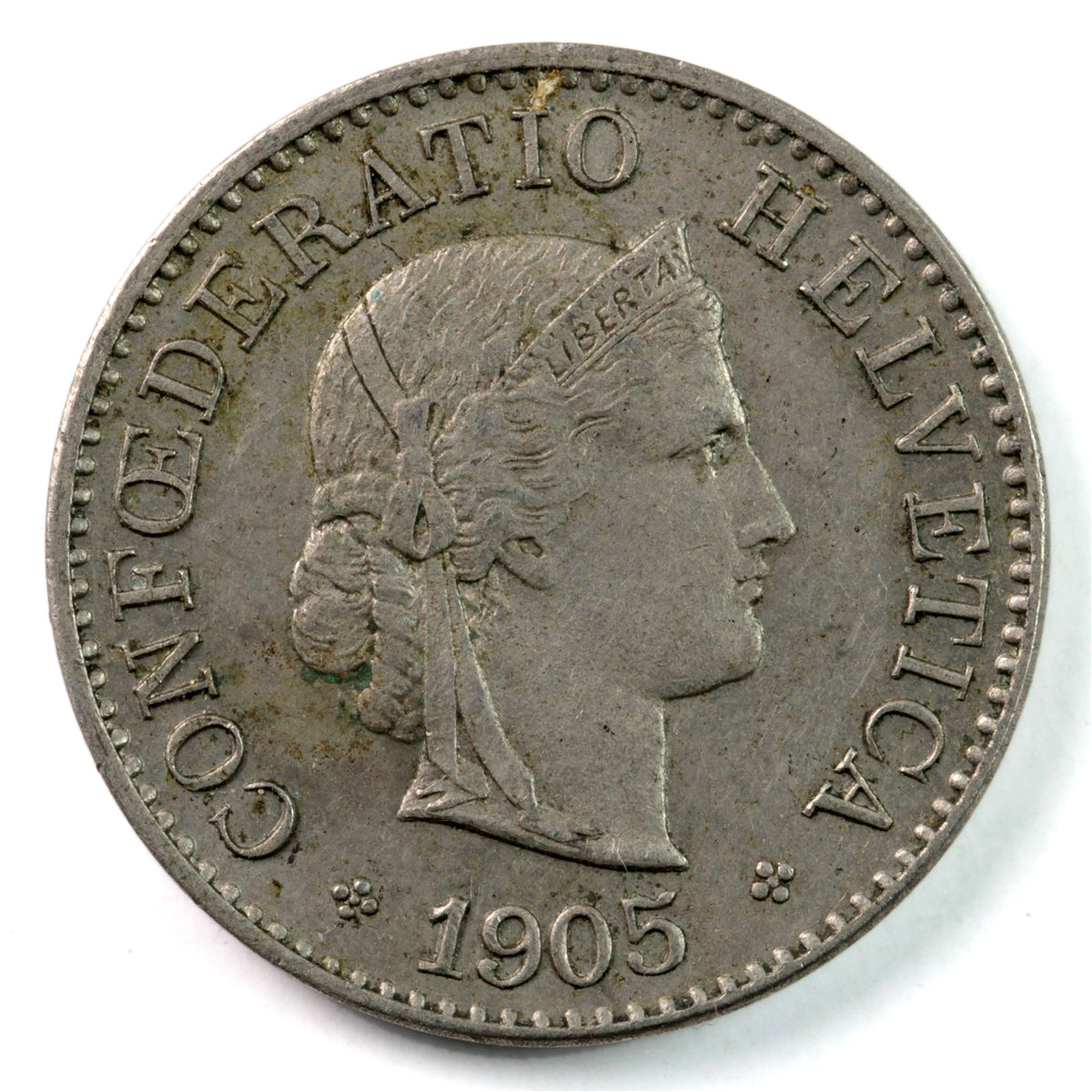 Switzerland 1905B 5 Rappen Almost Uncirculated (AU50) $