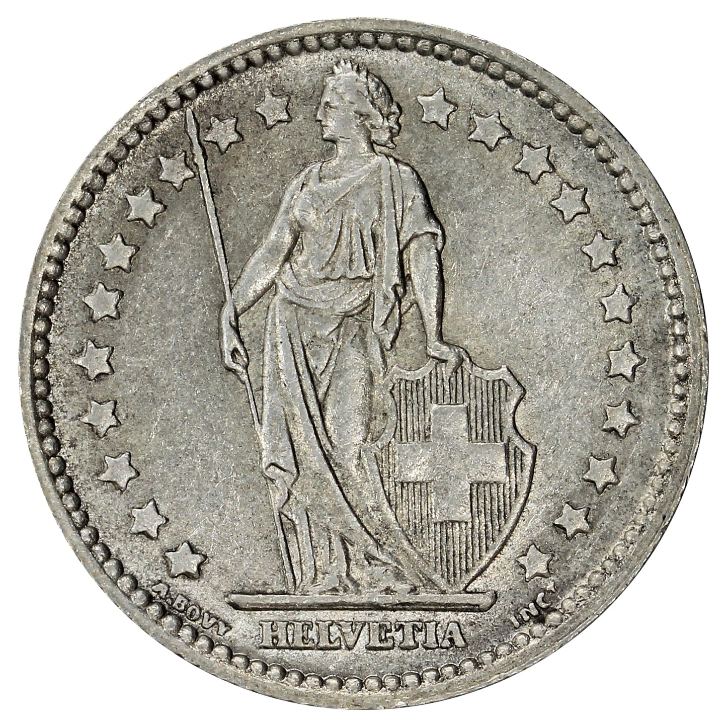 Switzerland 1944B Franc Almost Uncirculated (AU50)