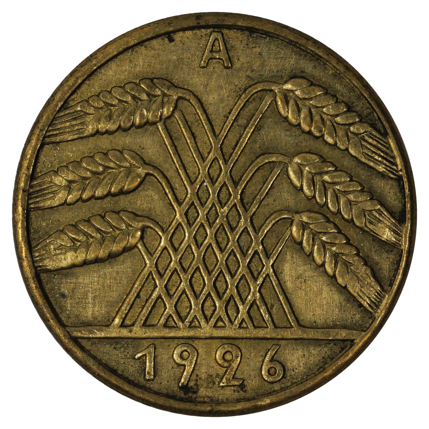 German Weimar Republic 1926A 10 Pfennig Almost Uncirculated (AU50)