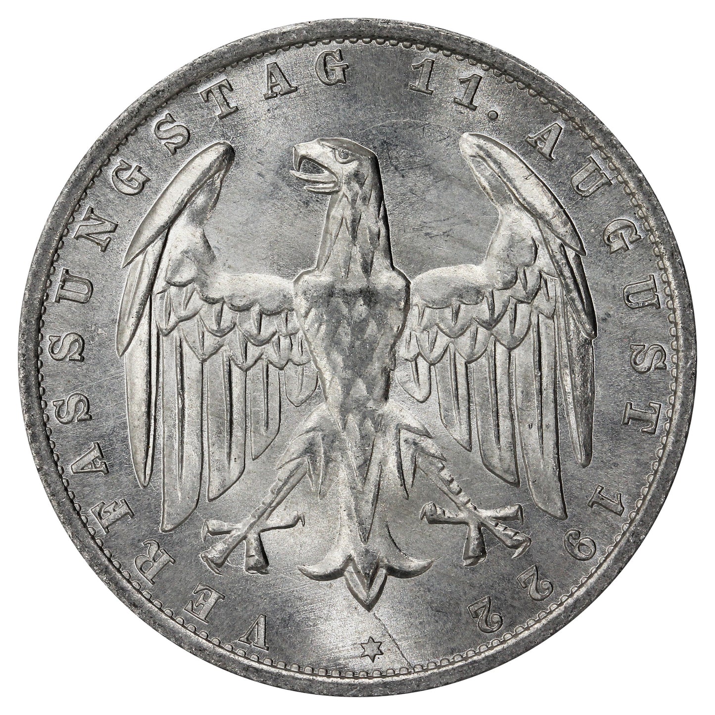 German Weimar Republic 1922A 3 Marks Uncirculated (MS60)