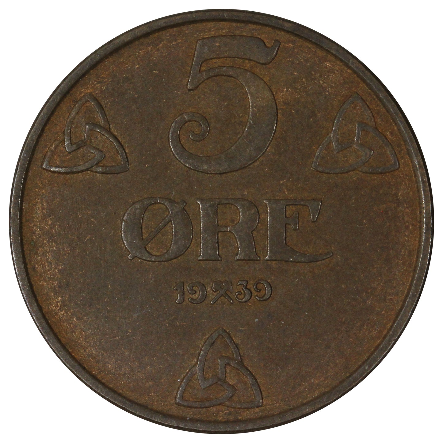 Norway 1939 5 Ore Extra Fine (EF-40)
