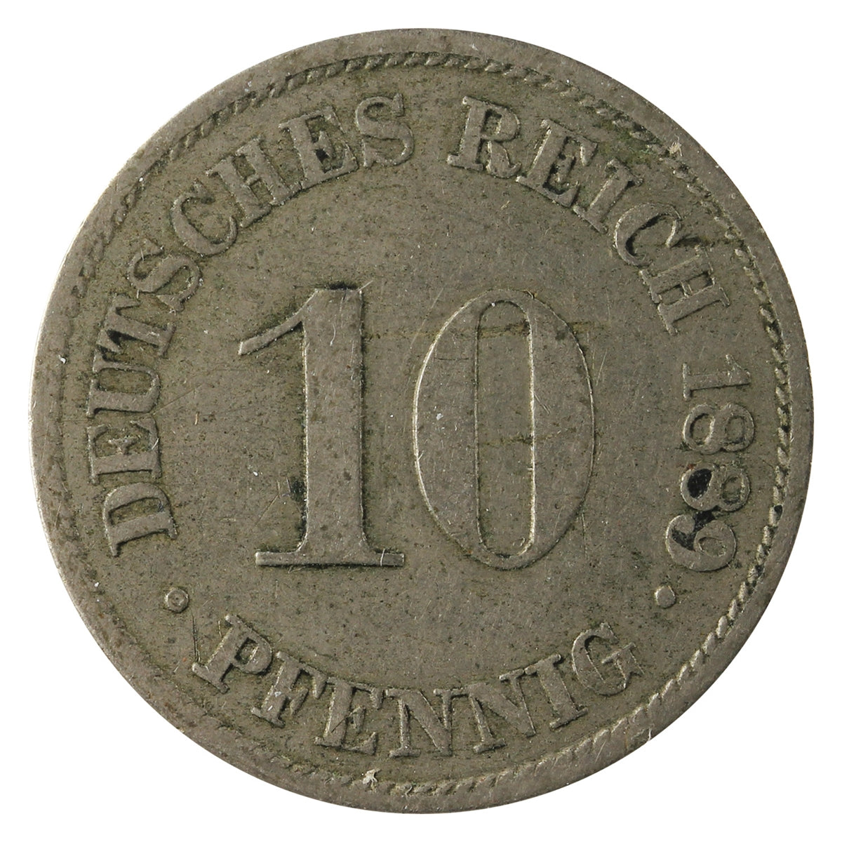 German Empire 1889J 10 Pfennig Extra Fine (EF40)