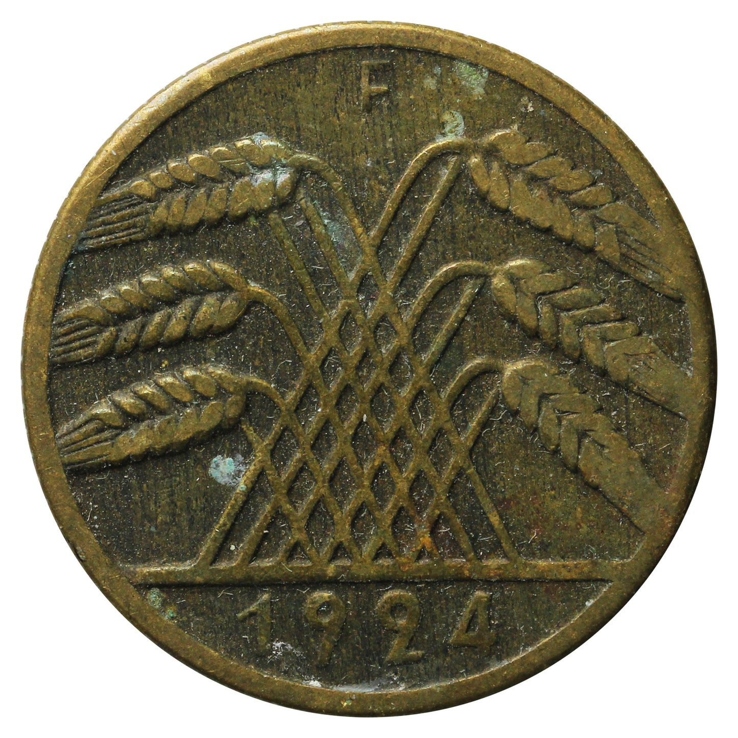 German Weimar Republic 1924F 10 Pfennig Very Fine (VF20)
