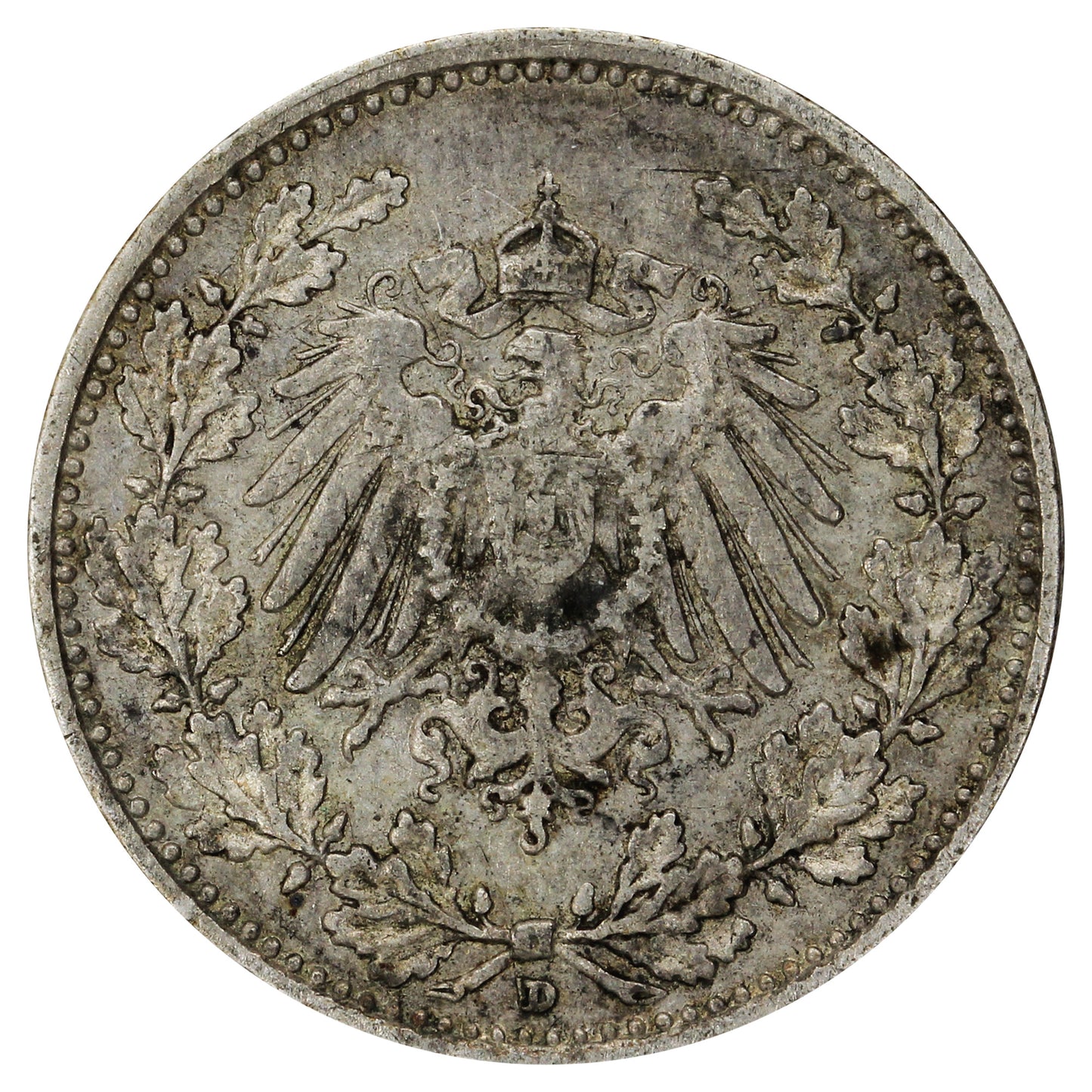 German Empire 1911D 1/2 Mark Extra Fine (EF40)