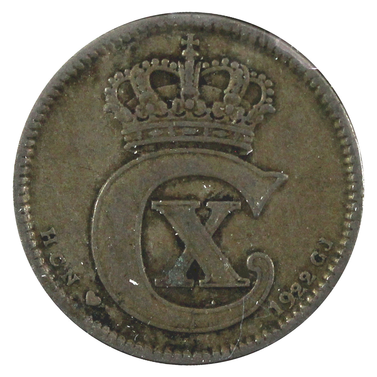 Denmark 1922HCN GJ 25 Ore VF-EF (VF-30)