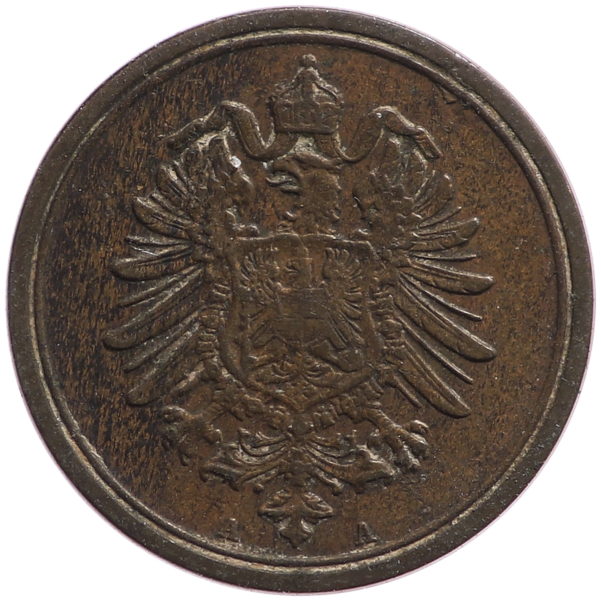 German Empire 1887A Pfennig EF-AU (EF45)
