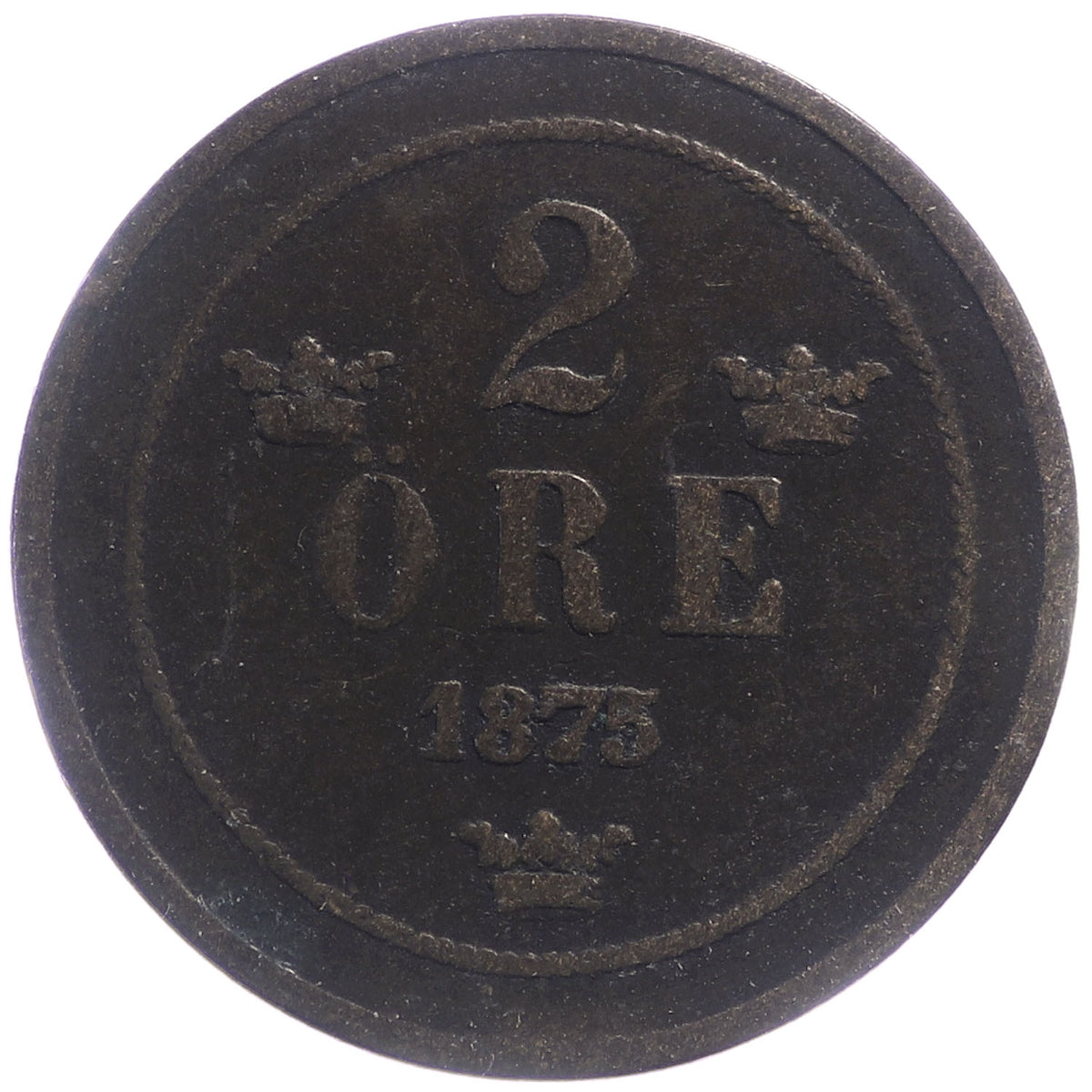 Sweden 1875 2 Ore Very Fine (VF20)