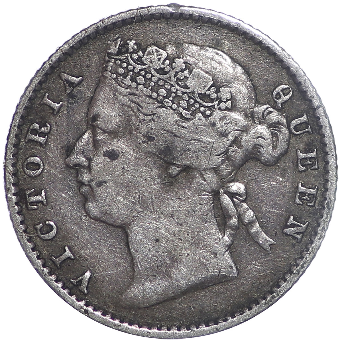 Straits Settlements 1884 10 Cents Fine (F12)