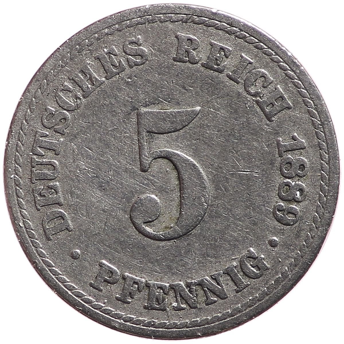 German Empire 1889A 5 Pfennig Extra Fine (EF40)
