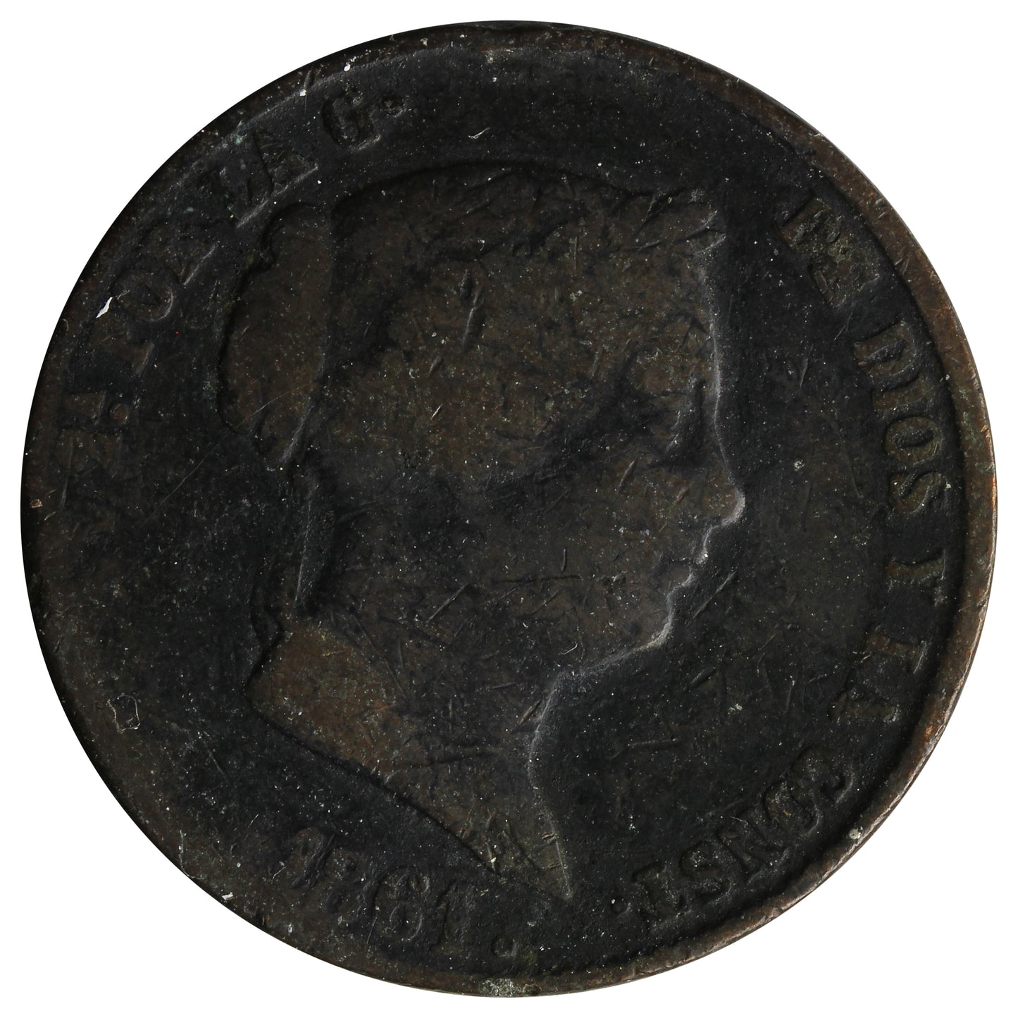 Spain 1861 25 Centimos Very Fine (VF20)