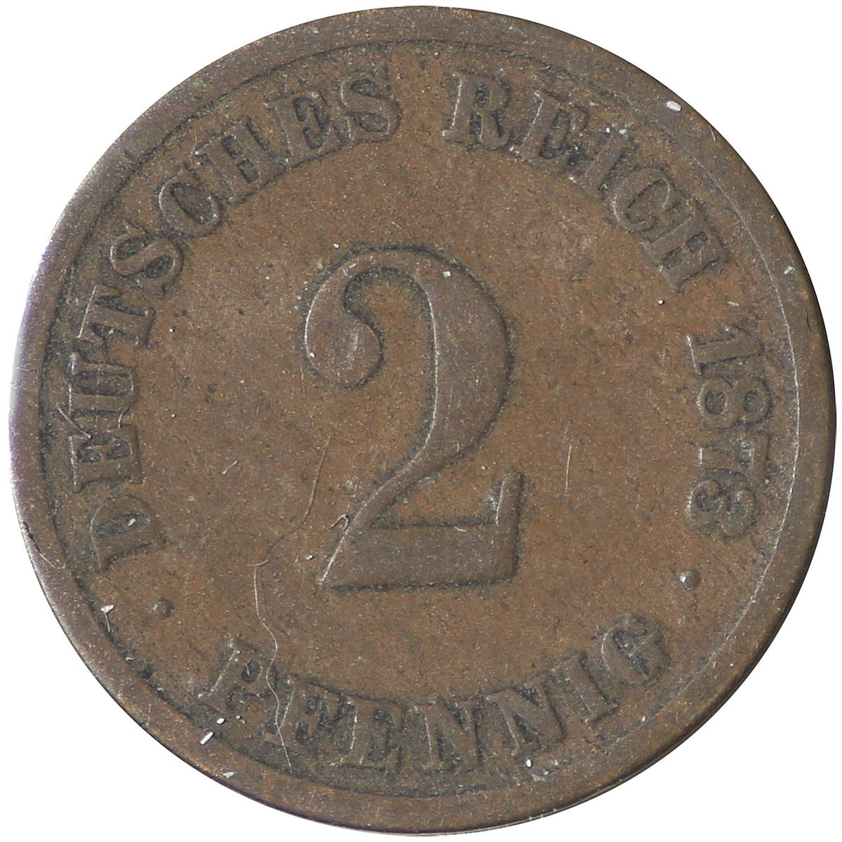 German Empire 1873C 2 Pfennig F-VF (F15)