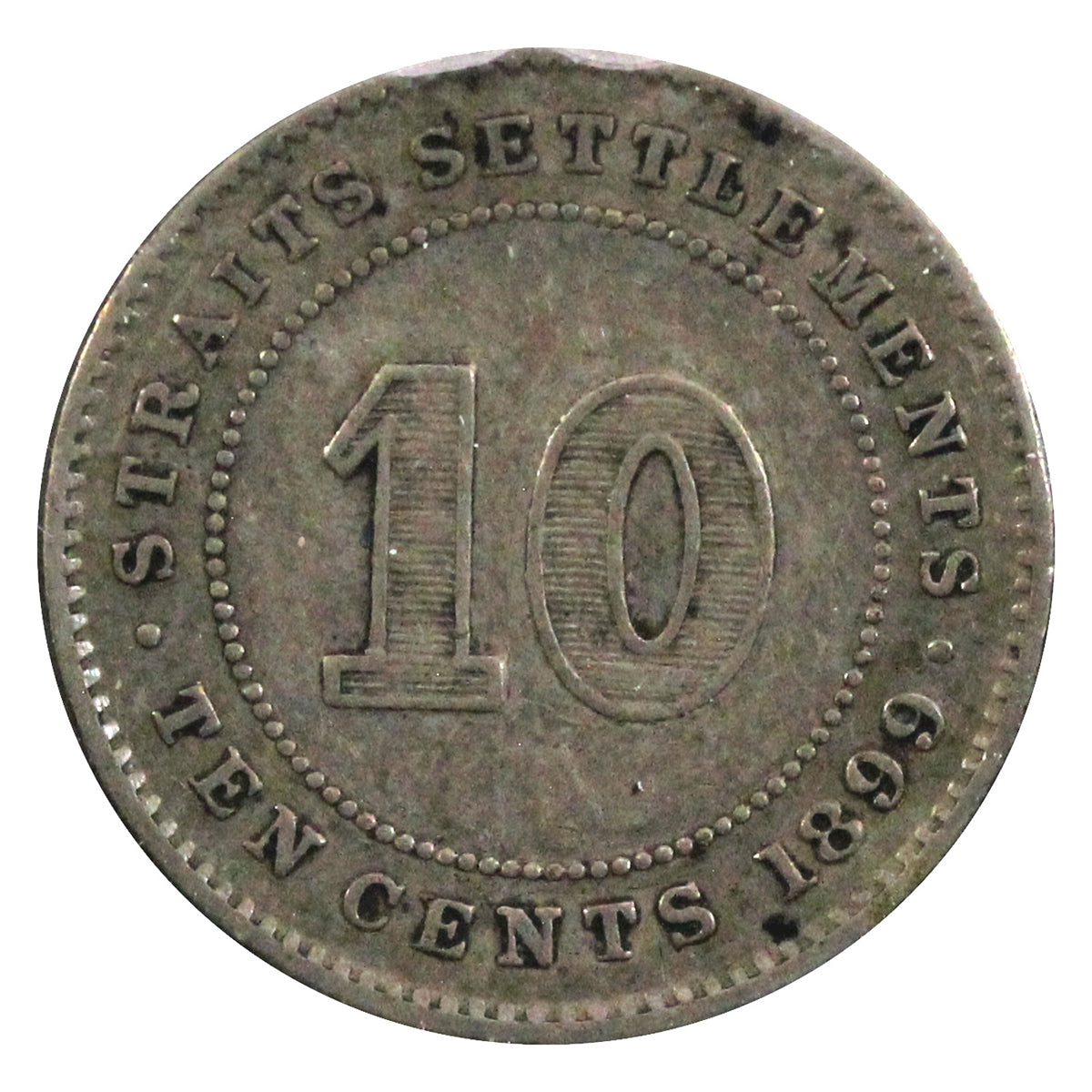 Straits Settlements 1899 10-cent VF-EF (VF-30) $