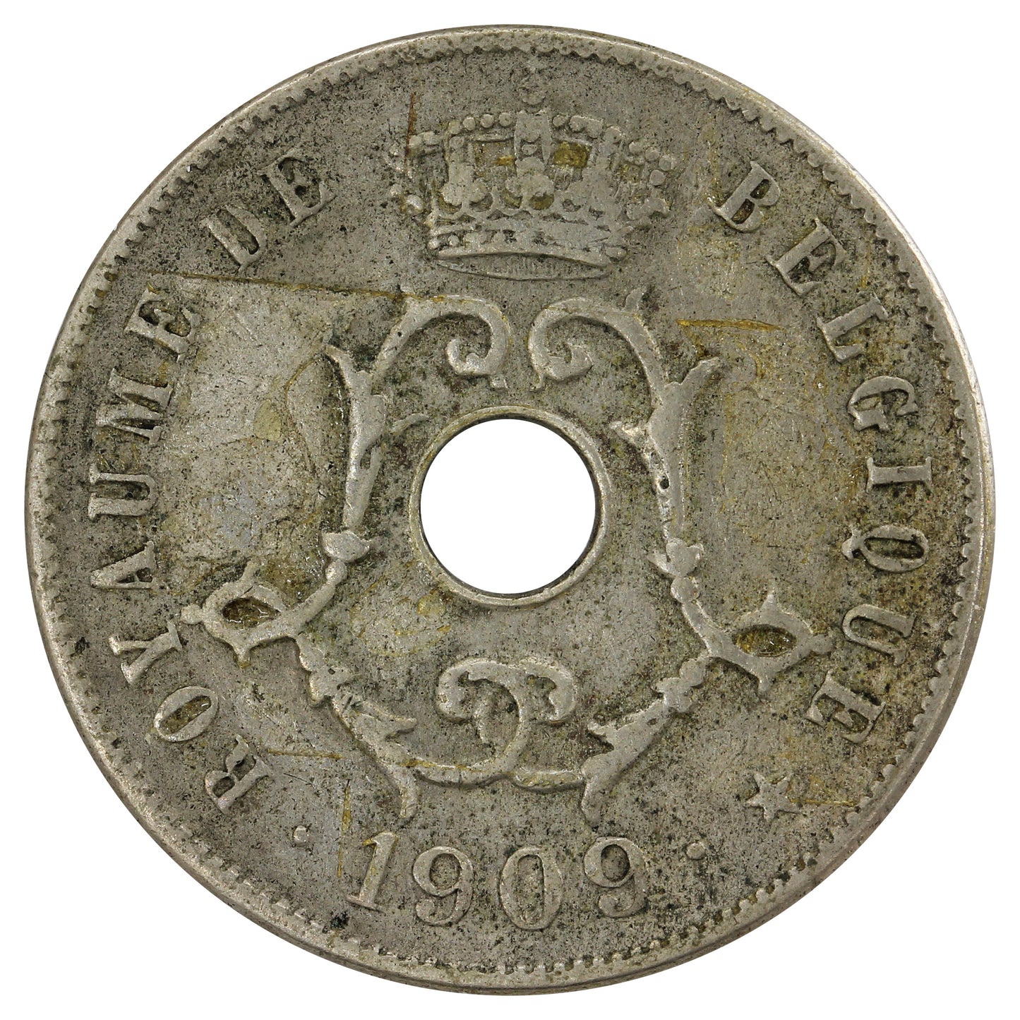 Belgium 1909 25 Centimes VF-EF (VF30)